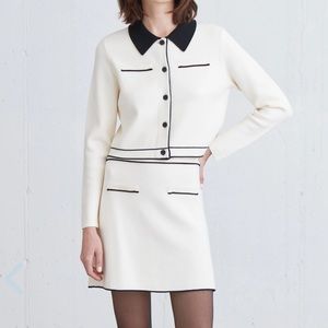 Oak + Fort | *NWT* Knit Mini Skirt | Cream + Black | Size Small
